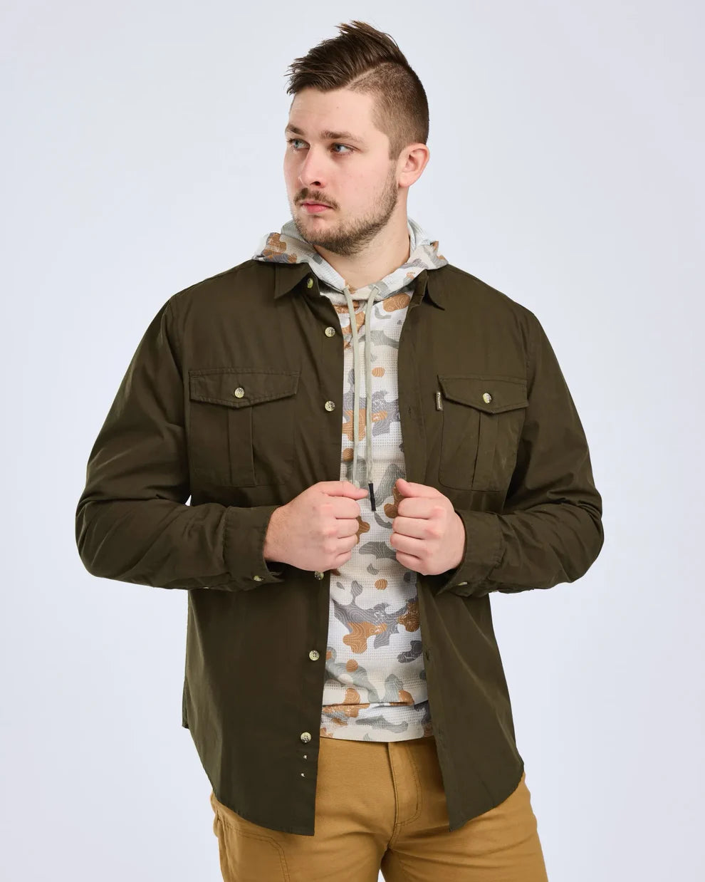 Safari L/S Shirt - Men - Moss Green - Pinewood