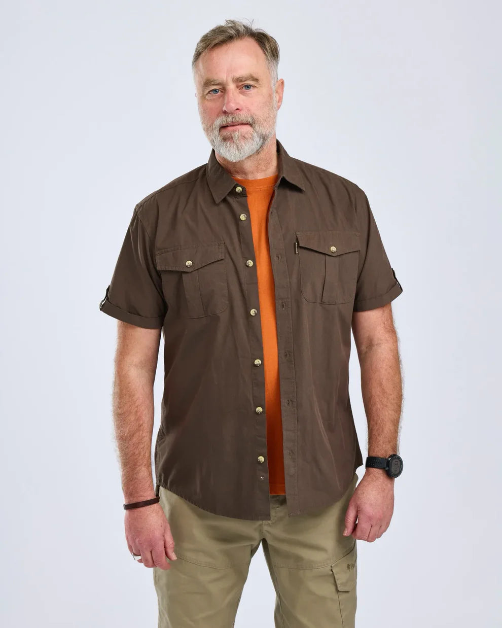 Safari S/S Shirt - Men - D. Olive - Pinewood