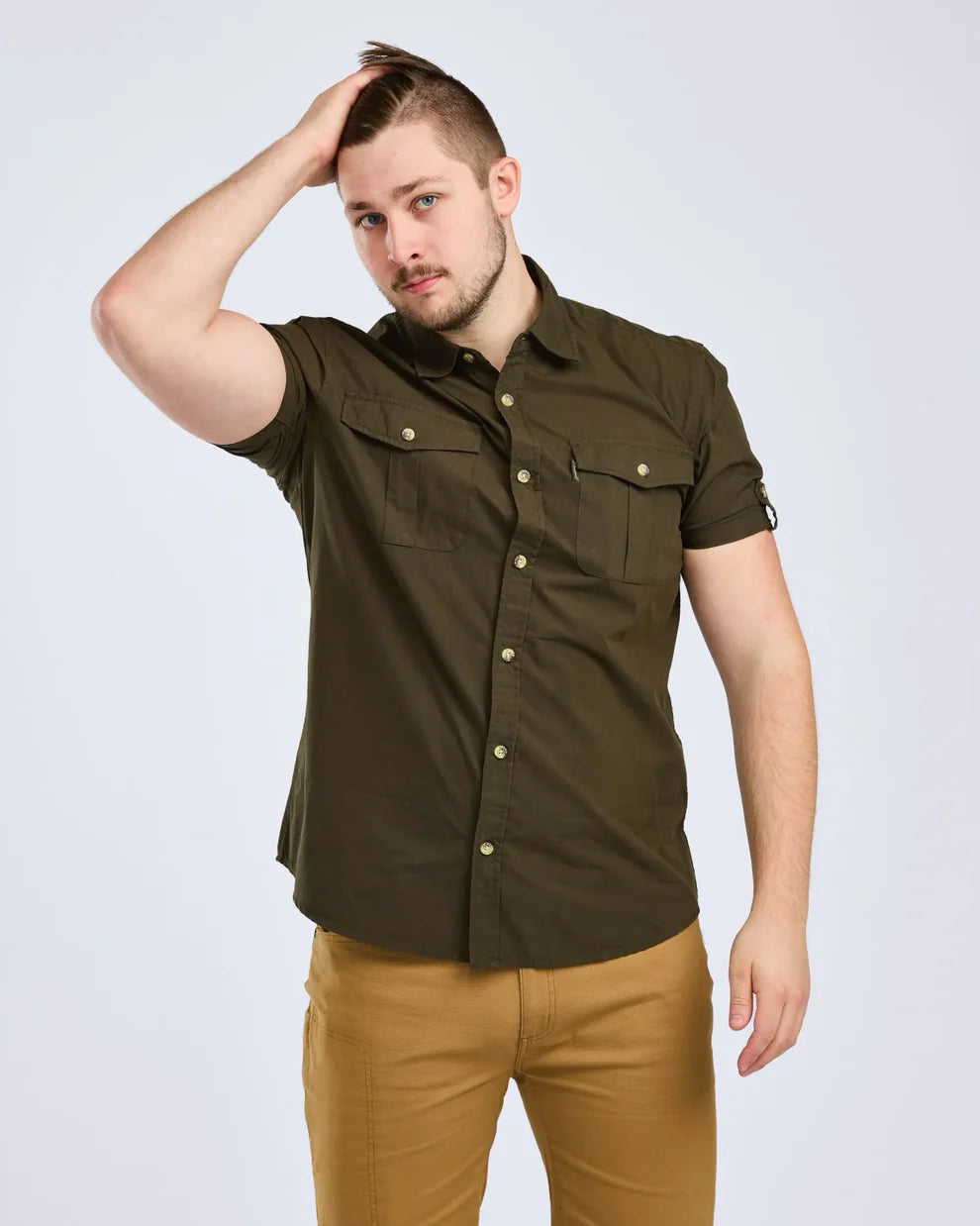 Safari S/S Shirt - Men - Moss Green - Pinewood