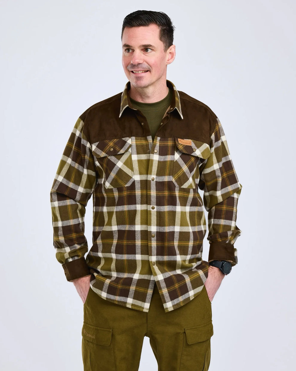 Douglas shirt - Men - Olive Green White - Pinewood