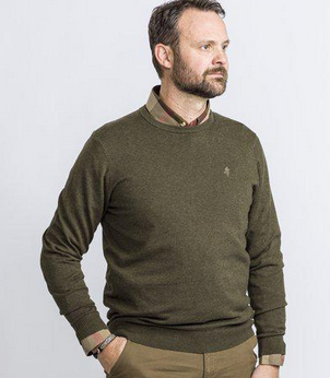 Värnamo Crewneck Knitted Sweater – Men - Green Mix - Pinewood