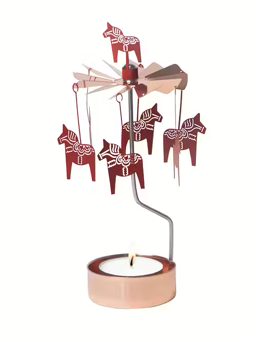 Rotary candle holder "Dalahorse" Copper Red - Pluto Produkter