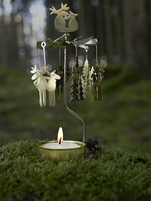 Rotary candle holder "Moose in Love" Gold - Pluto Produkter
