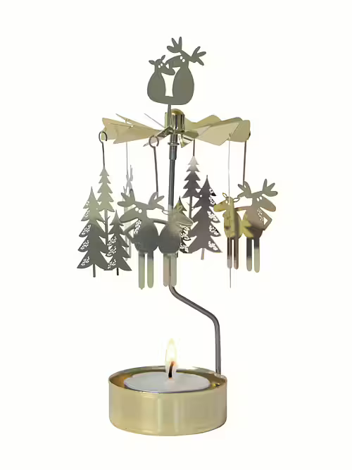 Rotary candle holder "Moose in Love" Gold - Pluto Produkter