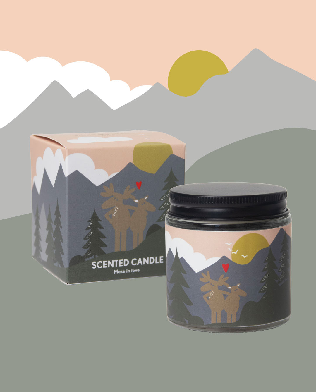 Scented Candle "Moose in Love" 90g – Pluto produkter