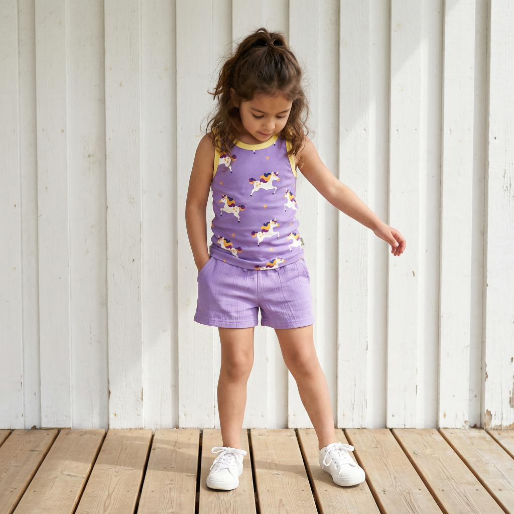 Korte Broek / Shorts Muslin Solid Purple - Maxomorra