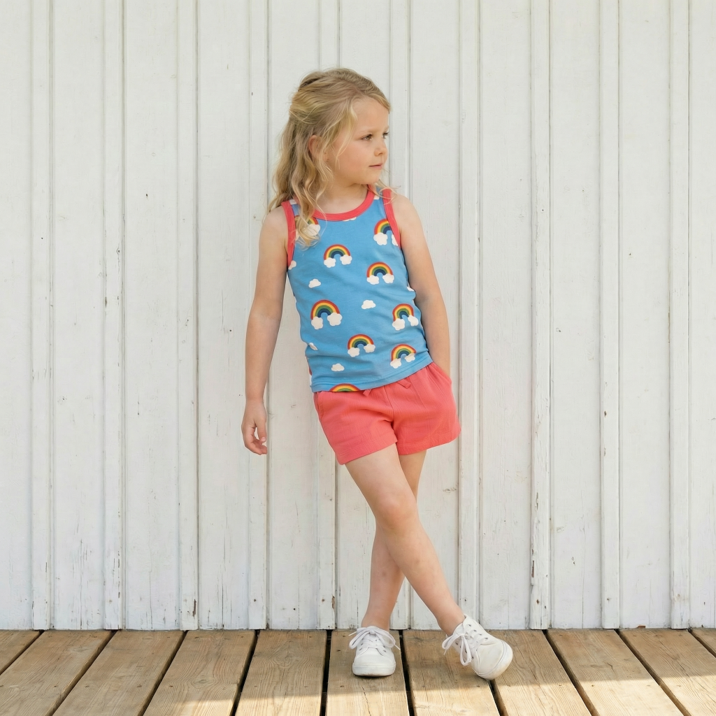 Korte Broek / Shorts Muslin Solid Red - Maxomorra