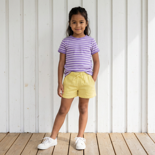 Korte Broek / Shorts Muslin Solid Yellow - Maxomorra