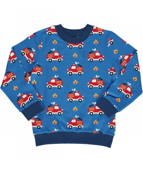 Trui / Sweater Lined Fire Truck - Maxomorra