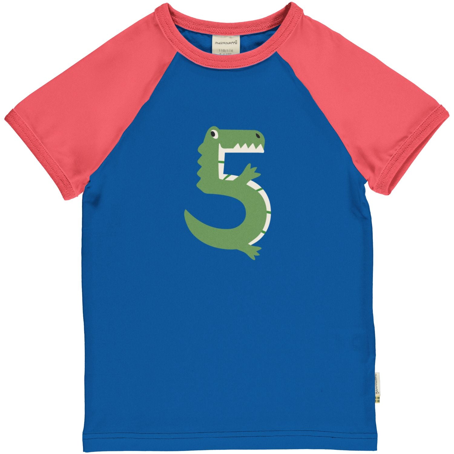 Maxomorra T-shirt jongen met cijfer 5 in dierenprint van biologisch katoen