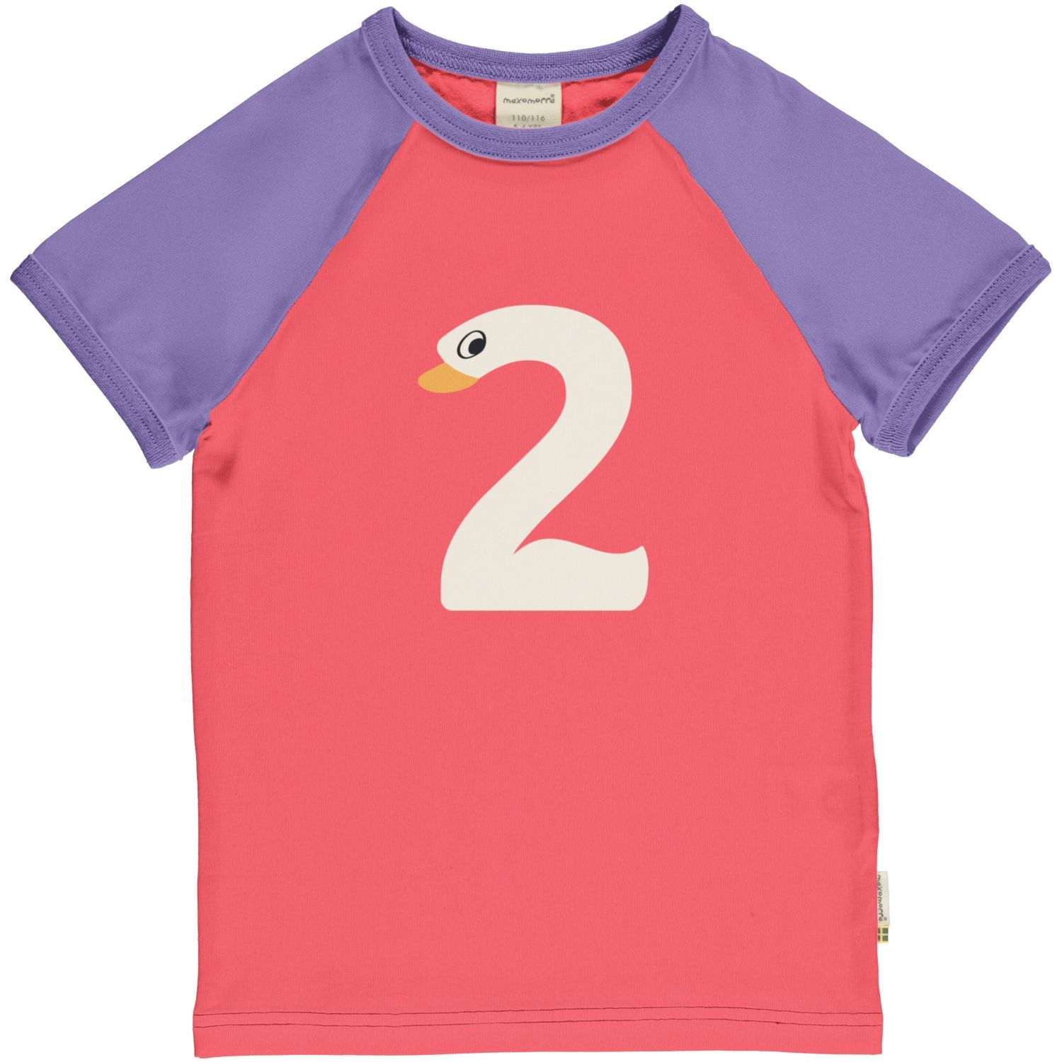 Maxomorra T-shirt meisje met cijfer 2 in dierenprint van biologisch katoen