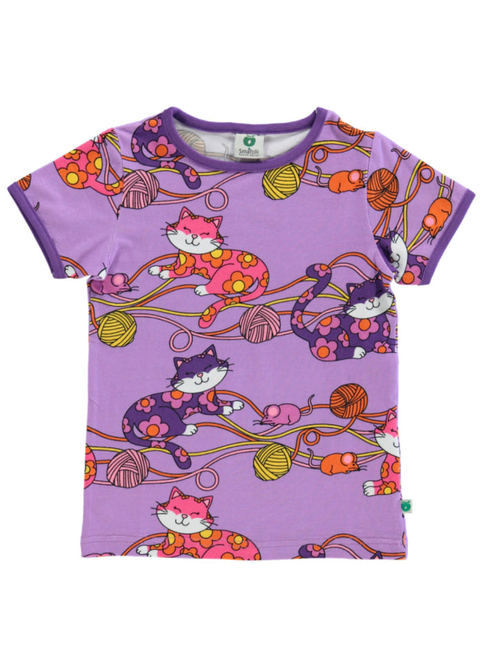 T-shirt with Cats Purple - Småfolk