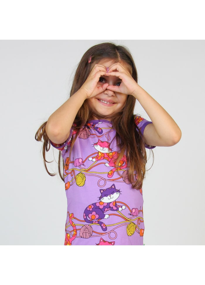 T-shirt with Cats Purple - Småfolk