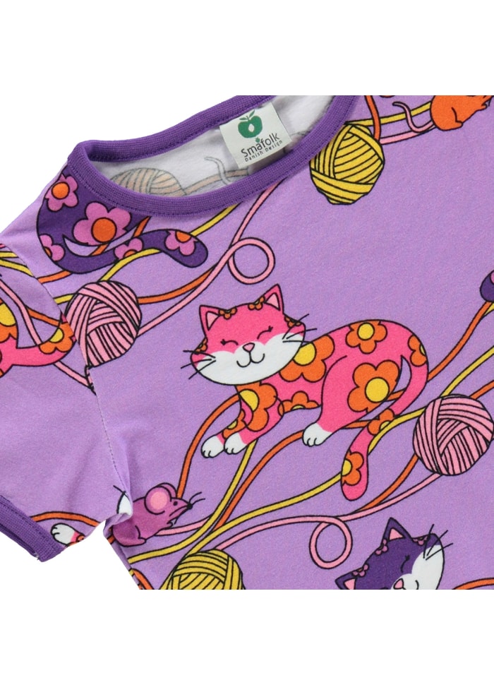 T-shirt with Cats Purple - Småfolk