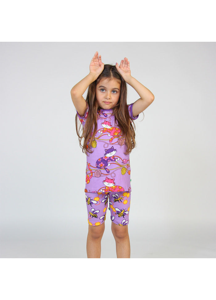 T-shirt with Cats Purple - Småfolk