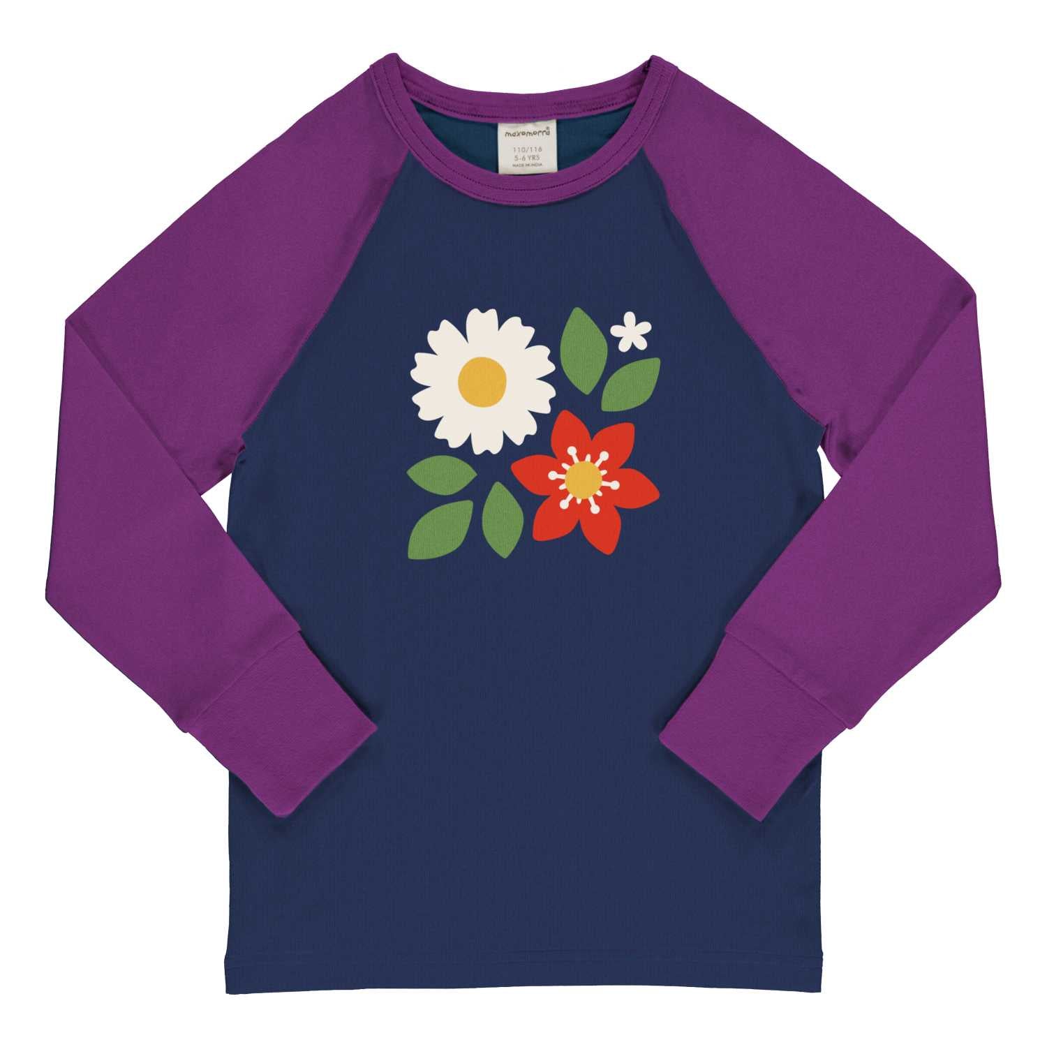 Longsleeve Top LS Raglan Flowers - Maxomorra