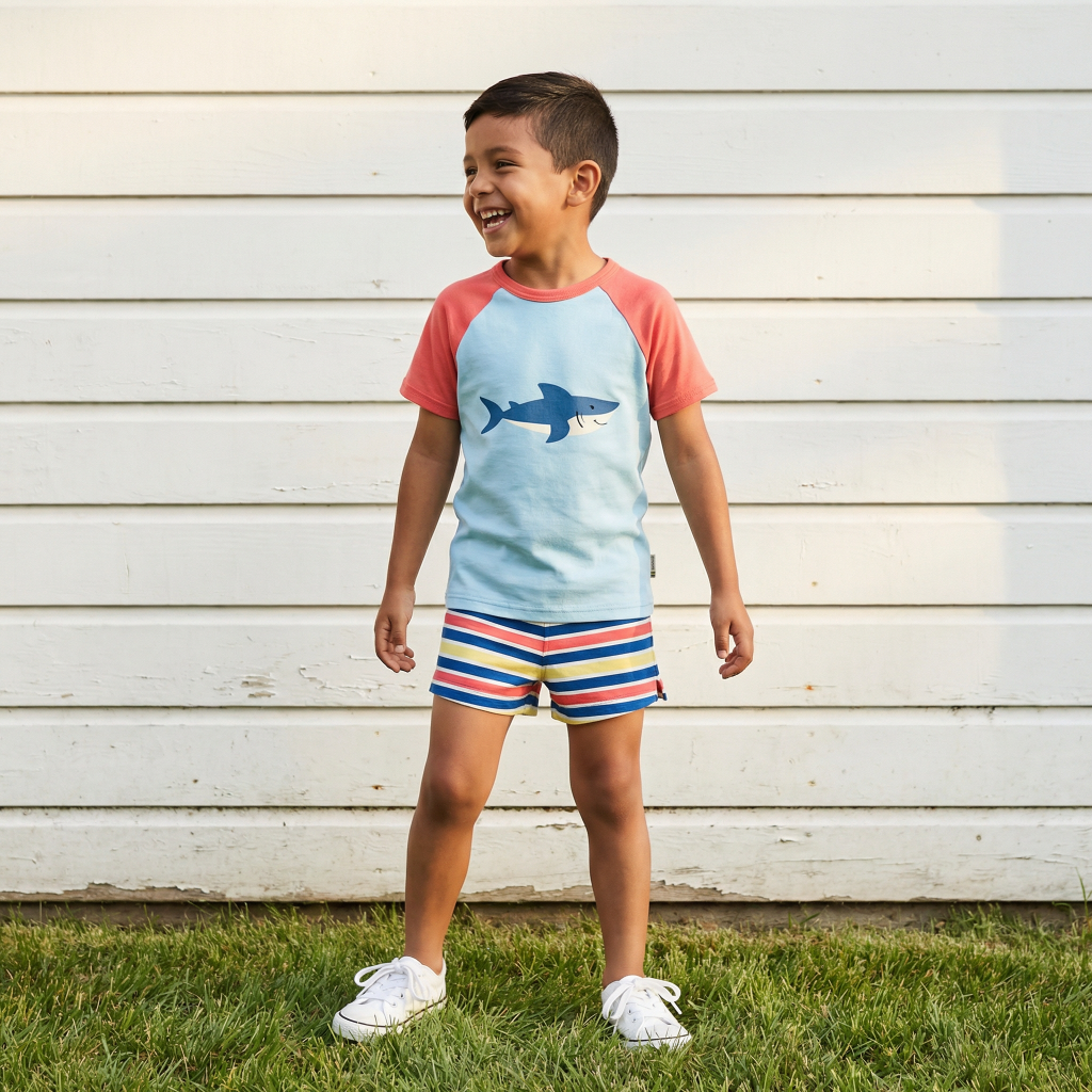 T-shirt / Top SS Raglan Shark - Maxomorra