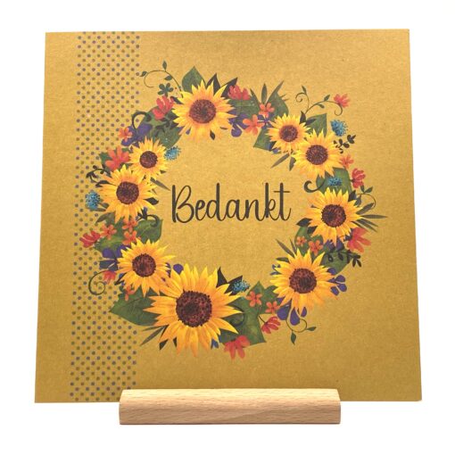 Wenskaart bedankt zonnebloemen - Aardkaart