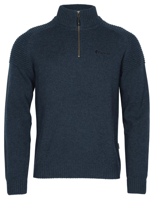 Värnamo T-neck Sweater 100% wol – Men – Dark Navy - Pinewood