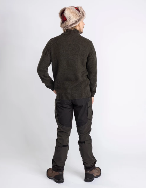 Värnamo T-neck Sweater 100% wol – Men – Dark Green - Pinewood