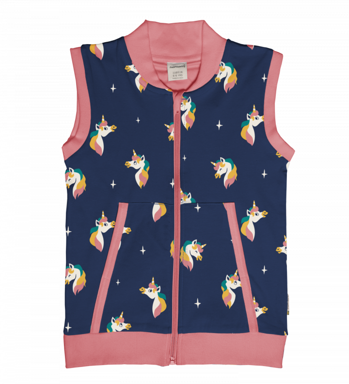 Vest Lined Unicorn Blue - Maxomorra