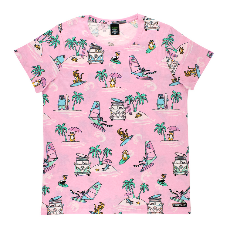 Adult T-shirt Surf Raspberry S t/m XL - Villervalla