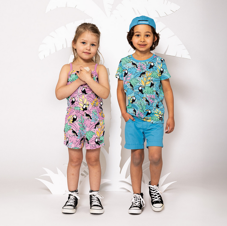 Jumpsuit (jurk met korte broek) Toucan Flamingo - Villervalla