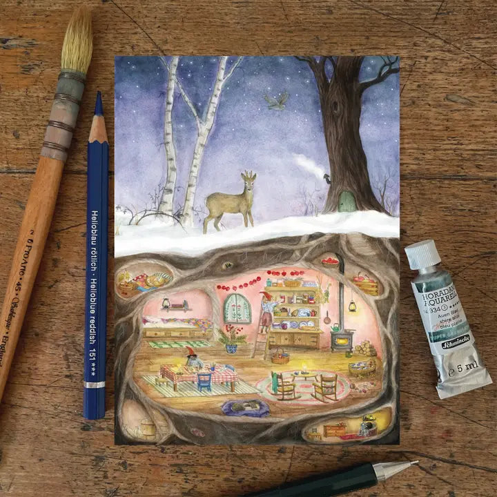 Ansichtkaart Winter underground – Mhairi Hellbrandt Illustrations