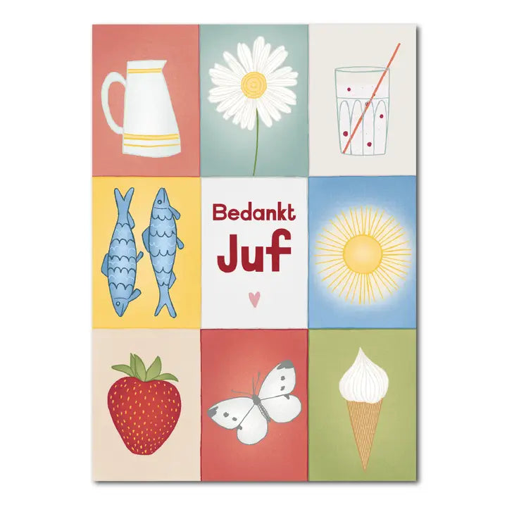 Ansichtkaart Bedankt juf - Zweedse zomer - Studio Kvinna