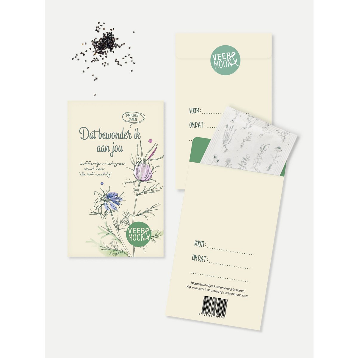 Bloemenzaden 'Dat bewonder ik in jou' met Juffertje-in-het-groen - Veer&Moon