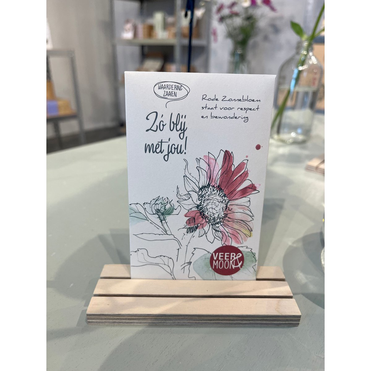 Bloemenzaden 'Zo blij met jou' met Rode Zonnebloem - Veer&Moon