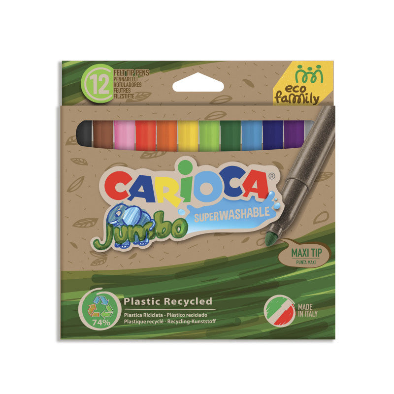 Eco Family Jumbo Viltstiften 12-pack - 74% recycled plastic - Carioca