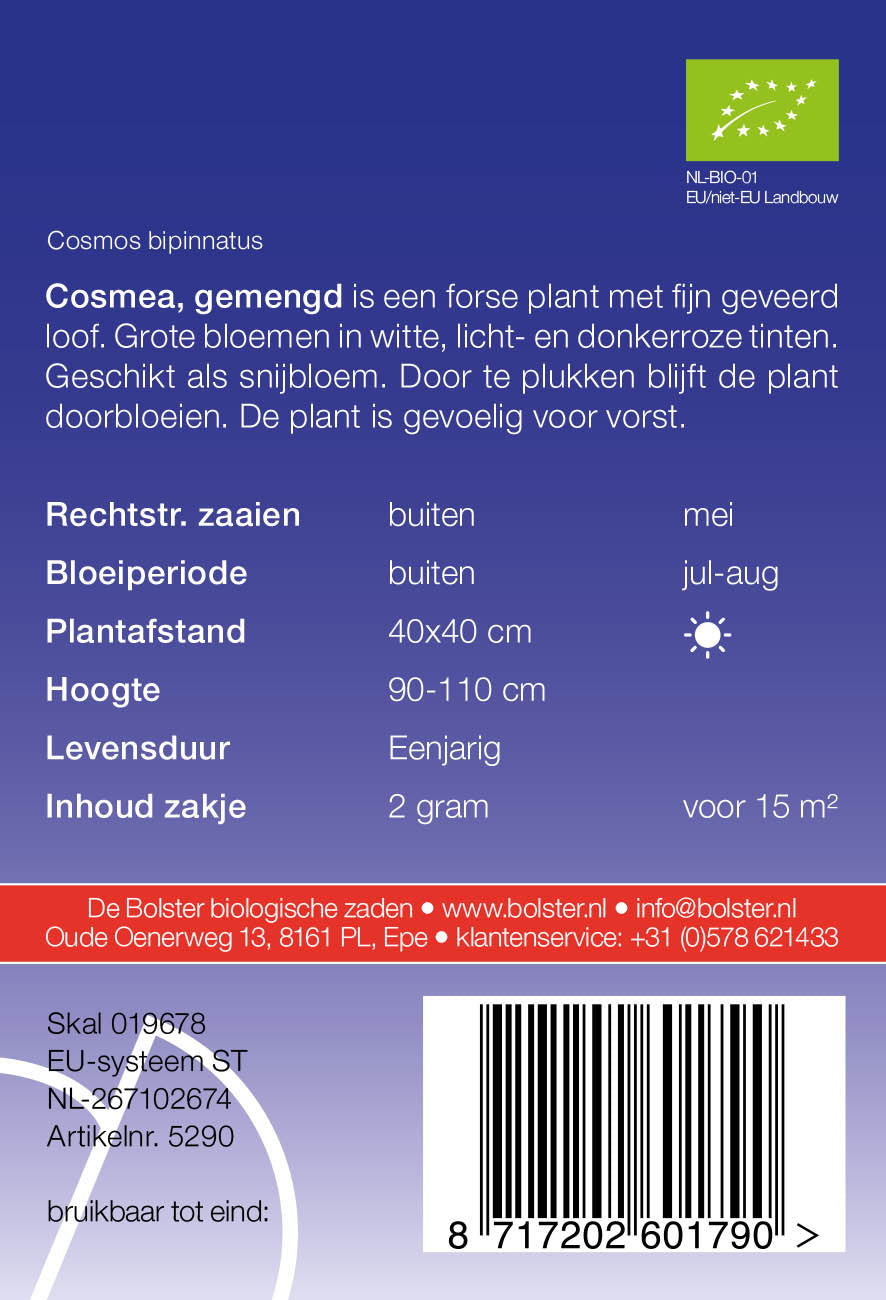 Cosmea gemengd biologische zaden - De Bolster