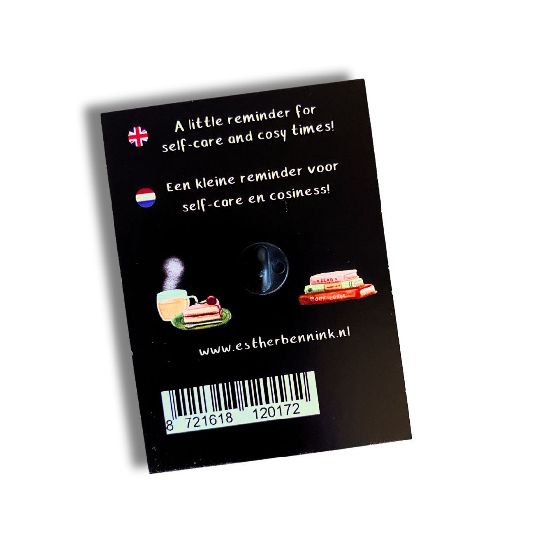 Cosy Time Pin (Fika & Hygge) - Illustrator under a blankie