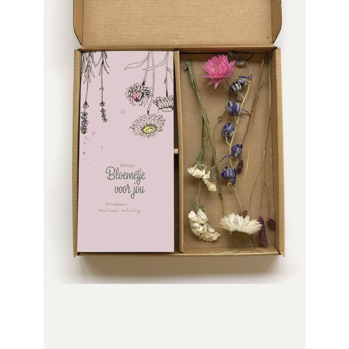 Droogbloemen doosje '(droog-) bloemetje voor jou' - Veer&Moon