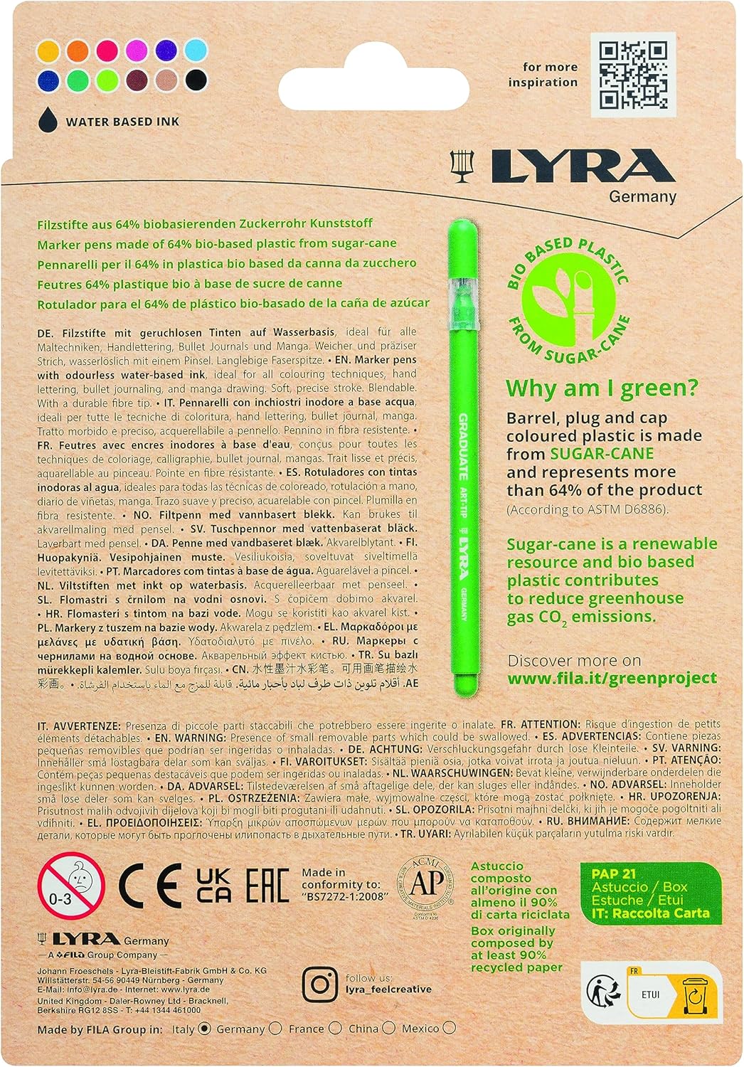 Viltstiften 64% Biobased Graduate ART-TIP Marker Pens 12-pack - Lyra