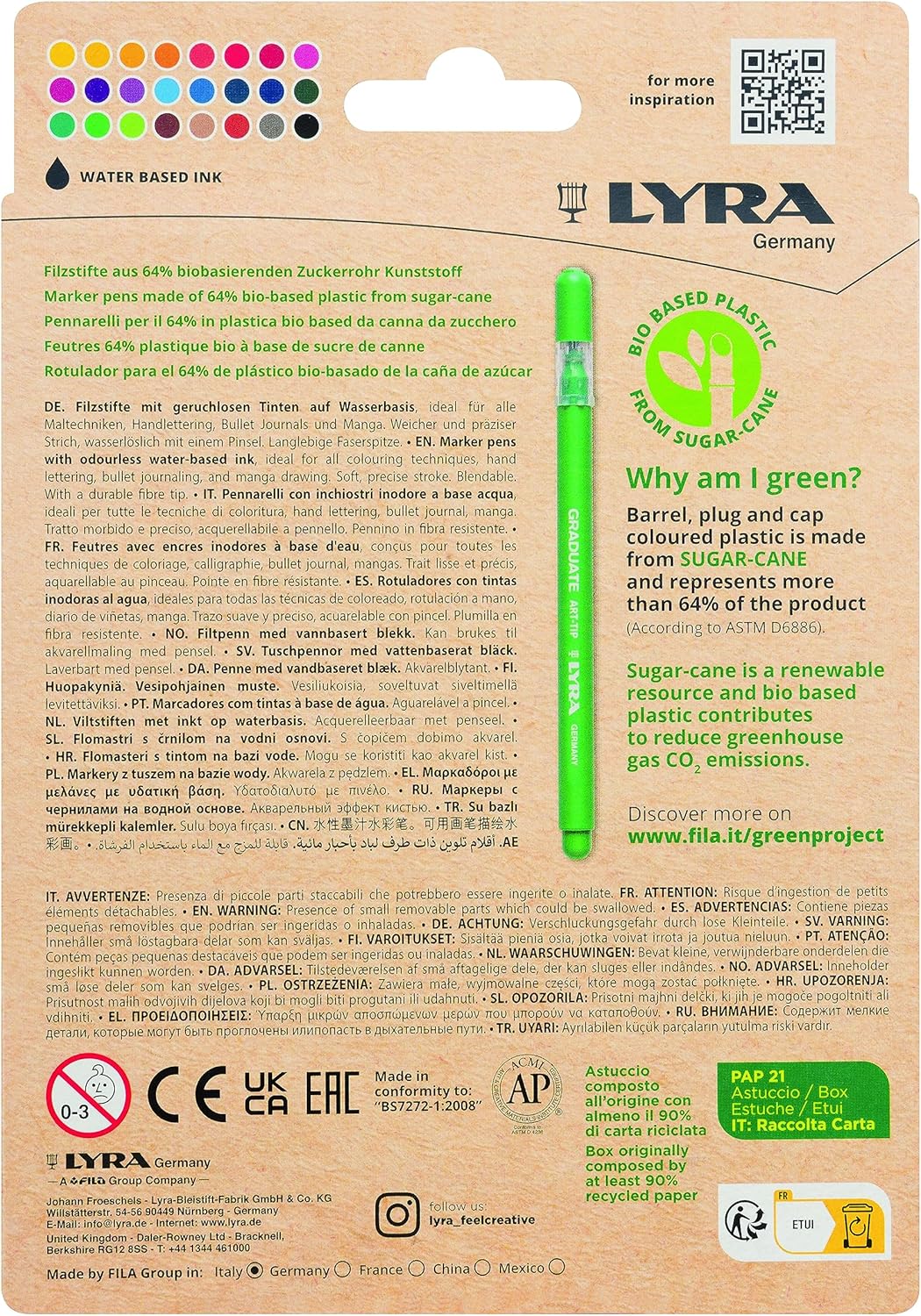 Viltstiften 64% Biobased Graduate ART-TIP Marker Pens 24-pack - Lyra