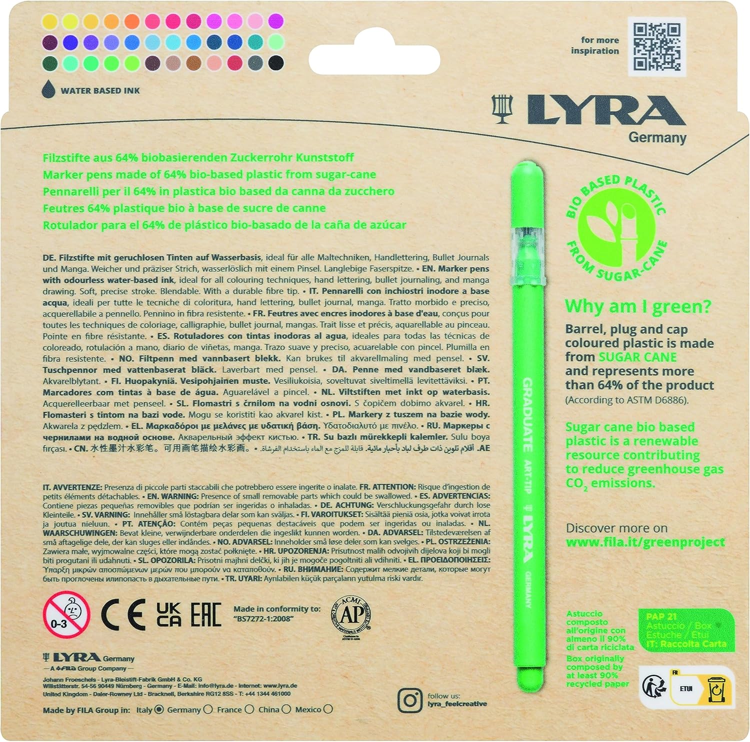 Viltstiften 64% Biobased Graduate ART-TIP Marker Pens 36-pack - Lyra