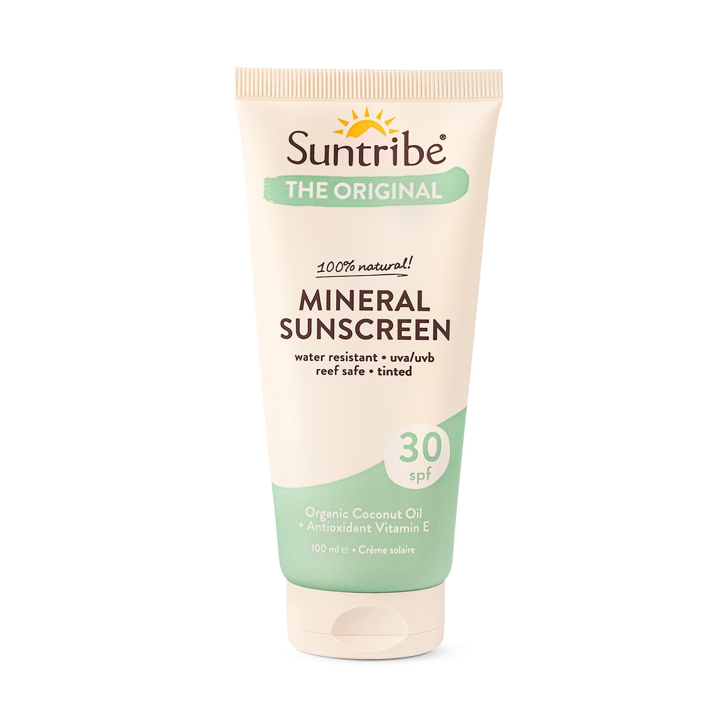 Suntribe SPF 30 minerale zonnebrand 100 ml – natuurlijke reef safe zonnebrand met lichte tint zonder chemische UV-filters