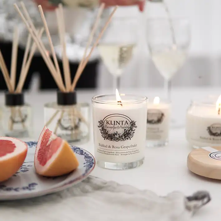 Klinta geurkaars massagekaars Bubbel en Roze Grapefruit - natuurlijk vegan en handgemaakt