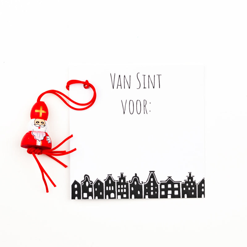 Geschenkkaartje / Gift Tag "Sint" met gelukspoppetje – Sidedish