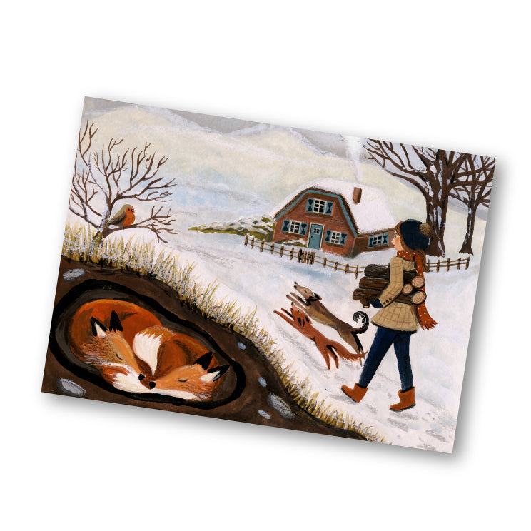 Kaart hout halen / fetching wood - Illustrator under a blankie