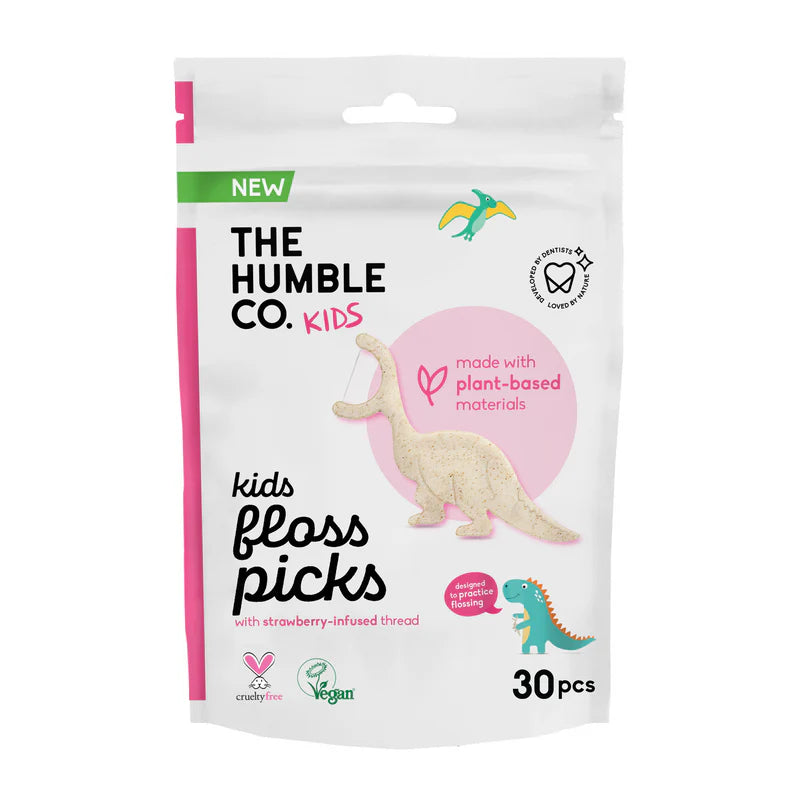 Floss Picks Corn Starch - Dino - Strawberry – Humble Co.