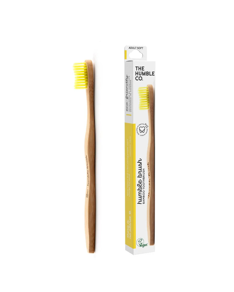 Bamboe tandenborstel ergonomisch - Soft - Yellow - Humble Brush