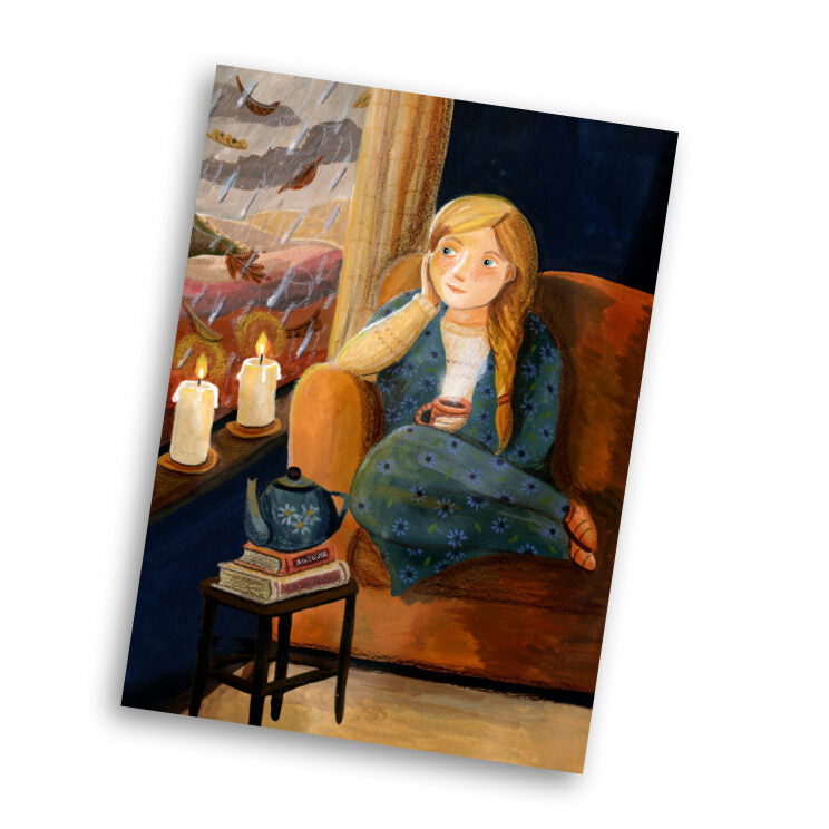 Kaart in je cocon - Illustrator under a blankie