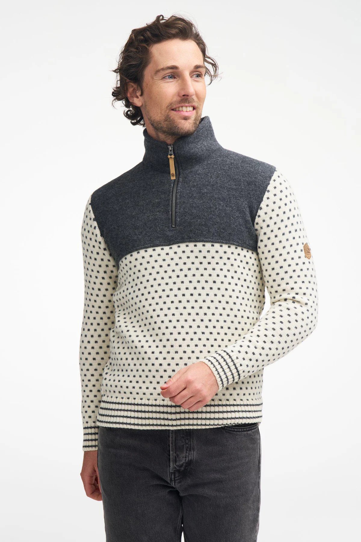 Trui Sverre Half Zip Off White - Ivanhoe of Sweden