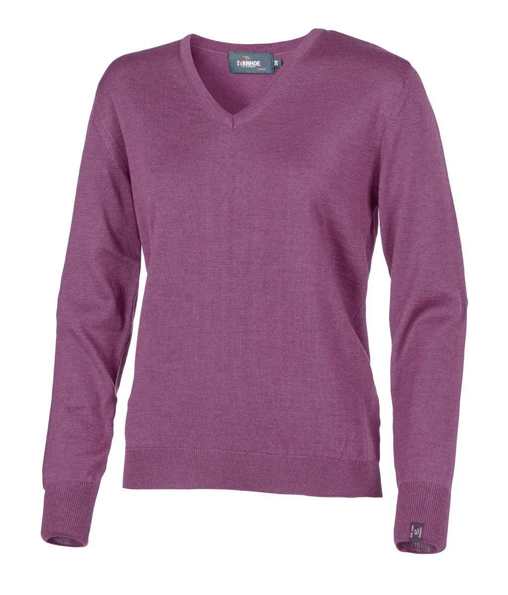 Trui Merino V-neck Female - Purple - Ivanhoe of Sweden