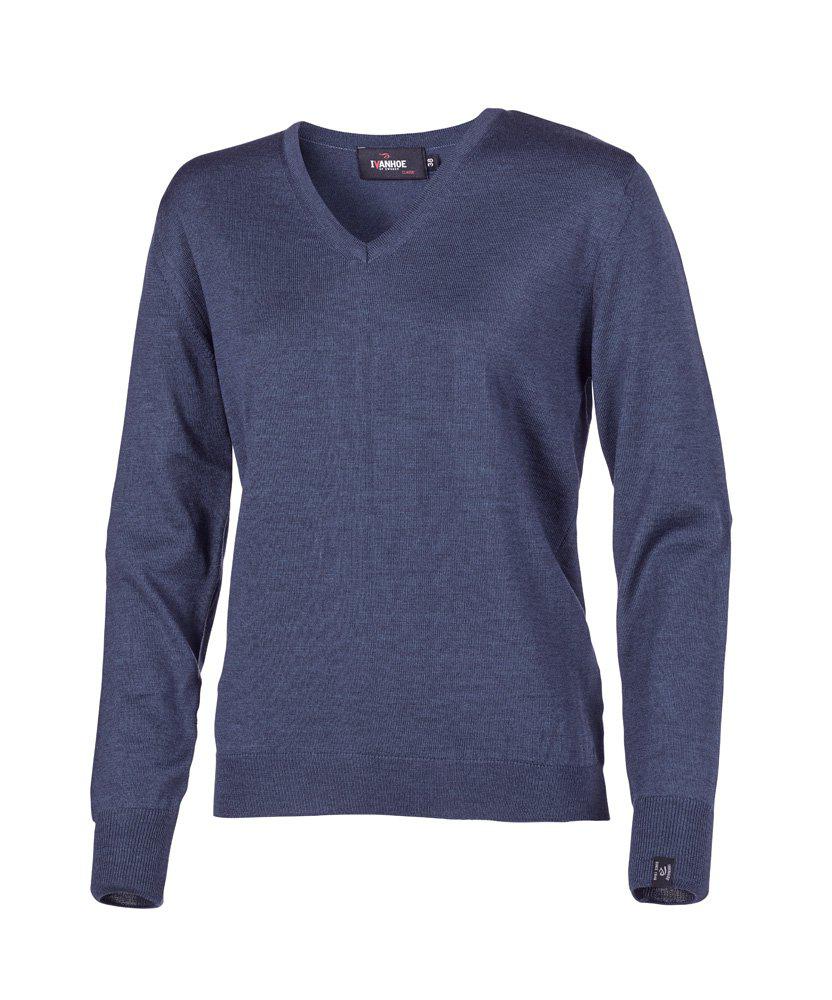 Trui Merino V-neck Female - Steelblue - Ivanhoe of Sweden