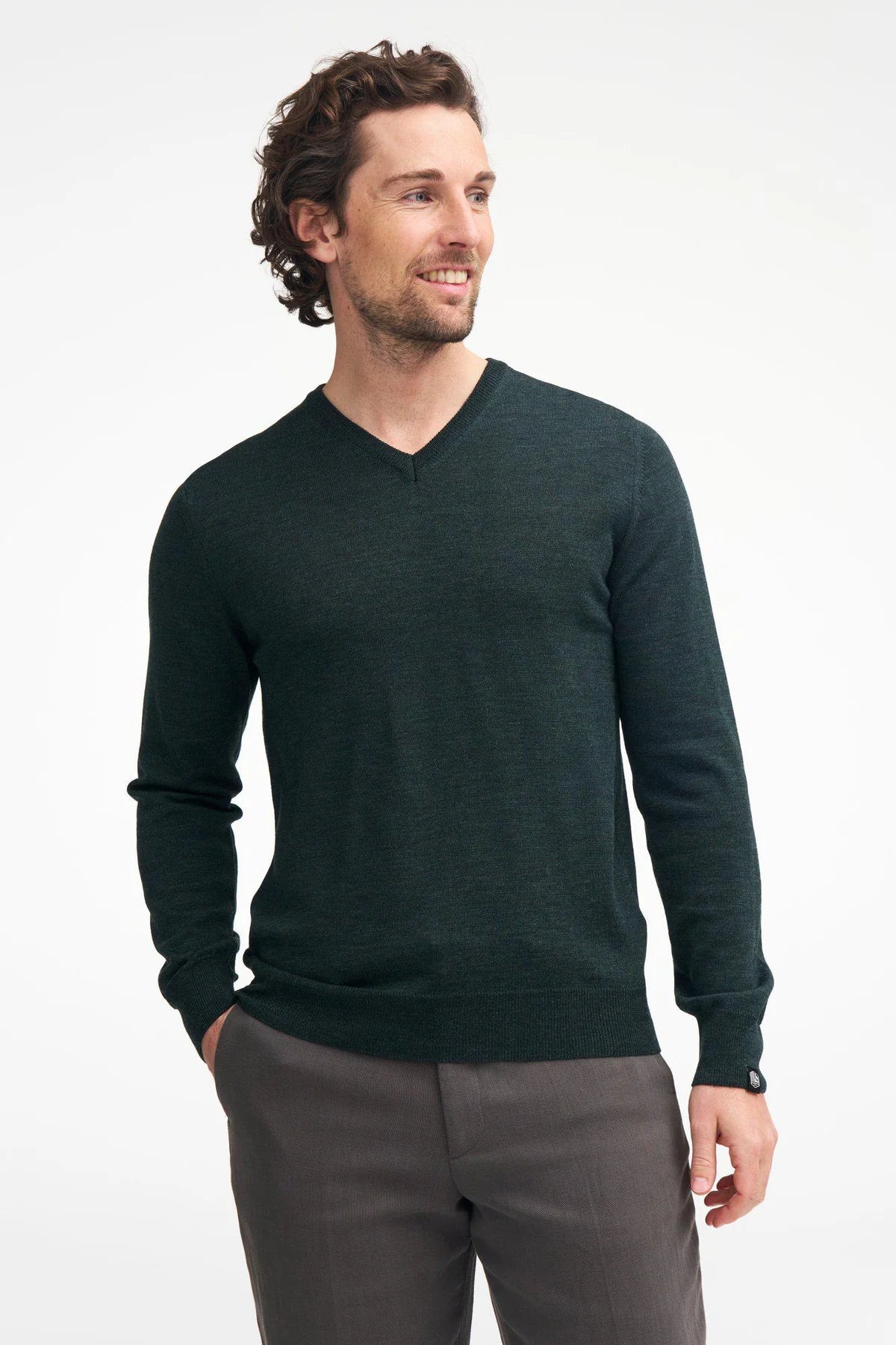 Trui Merino V-neck Male - Denim - Ivanhoe of Sweden