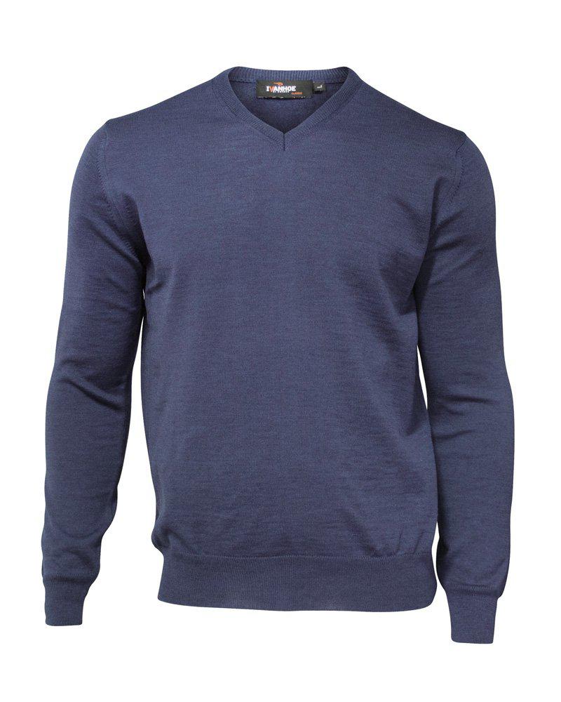 Trui Merino V-neck Male - Steelblue - Ivanhoe of Sweden